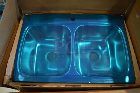 BRAND NEW IN BOX! Kohler 5267-1-NA Stainless Steel Double Equal Drop In Sink. 33x20x9. Bays 14.5x15.5x9