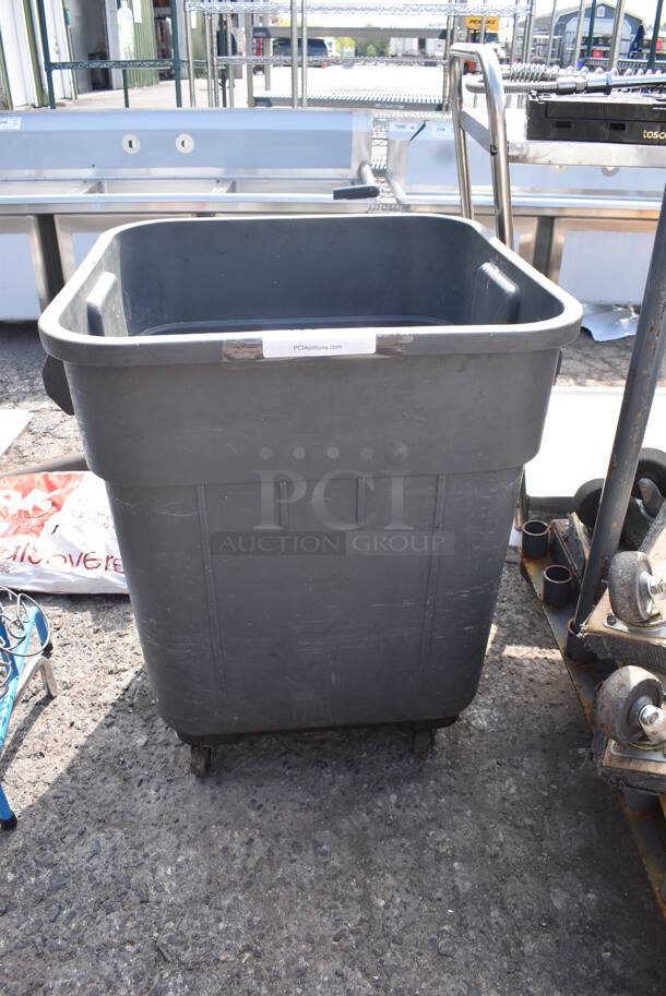 Gray Poly Trash Can on Commercial Casters. - Image 1 of 5