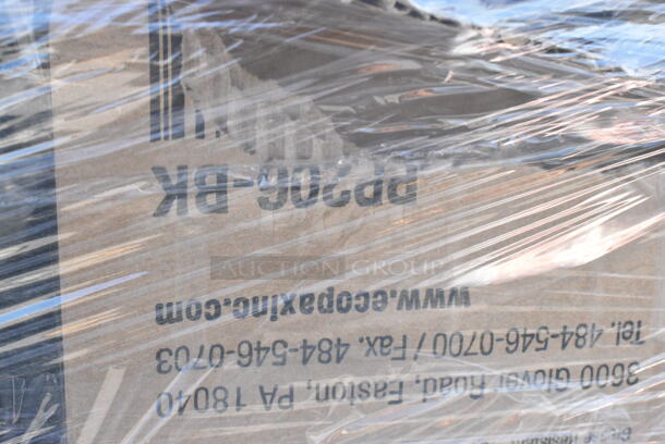 32 BRAND NEW Boxes Including 130WBKFORKH Choice Black Heavy Weight Wrapped Plastic Fork - 1000/Case, 3 Box 999DS15 Choice 15" x 10 3/4" Customizable Interfolded Deli Wrap Wax Paper - 500/Box, 50012W Choice 12 oz. White Poly Paper Hot Cup - 1000/Case, 500TO883C3 Choice 8" x 8" x 3" Microwaveable 3-Compartment Black / Clear Plastic Hinged Container - 100/Case, 795PTOWHT4 Choice White Microwavable Folded Paper #4 Take-Out Container 7 3/4" x 5 1/2" x 3 1/2" - 160/Case, 129MCR50B Choice 43 oz. Black Round Microwavable Heavy Weight Container with Lid 9" - 150/Case, 433NHTR101WH Choice 1/6 Standard Size 2.25 Mil White Reusable Extra Heavy-Duty Plastic T-Shirt Bag - 200/Case. 32 Times Your Bid!  - Image 7 of 12