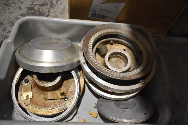 ALL ONE MONEY! Lot of Various Metal Pieces to Pie Press in Gray Poly Bus Bin - Image 2 of 3