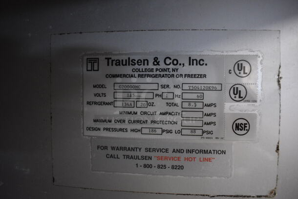 Traulsen Model G20000MC Stainless Steel Commercial 4 Half Size Door Reach In Cooler w/ Poly Coated Racks on Commercial Casters. 115 Volts, 1 Phase. 52x35x84. Tested and Working! - Image 7 of 10