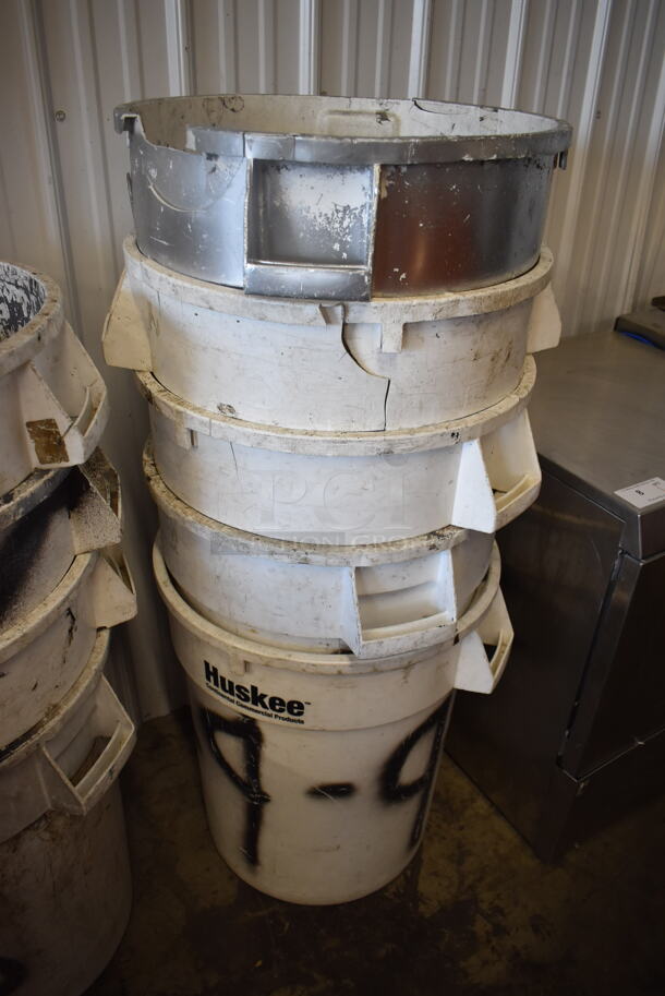 ALL ONE MONEY! Lot of 9 White Poly Trash Cans. 26x22x28 - Image 3 of 4