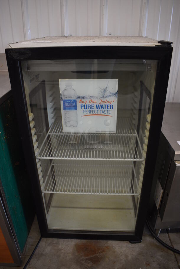 QBD Model 349540-L1 Metal Commercial Single Door Reach In Cooler Merchandiser w/ Poly Coated Racks. 115 Volts, 1 Phase. 21.5x25x38.5. Tested and Powers On But Temps at 54 Degrees - Image 1 of 5
