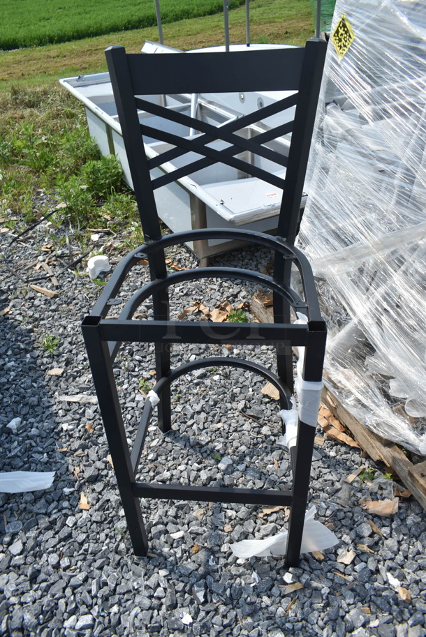 10 BRAND NEW SCRATCH AND DENT! Lancaster Table & Seating 164BCROSSFR Black Metal Bar Height Cross Back Chair Frame. 10 Times Your Bid!
 - Image 4 of 6