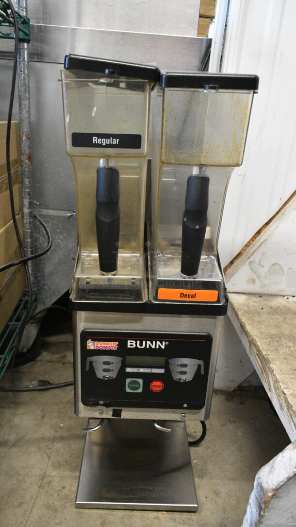 Bunn MHG Stainless Steel Commercial Countertop 2 Hopper Coffee Bean Grinder. 120 Volts, 1 Phase. Tested and Working! - Image 1 of 9
