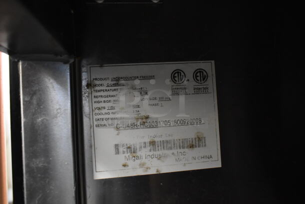 2017 Migali C-U48R-HC Stainless Steel Commercial 2 Door Undercounter Freezer on Commercial Casters. 115 Volts, 1 Phase. Tested and Working! - Image 4 of 6