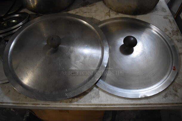 8 Various Round Metal Lids. Includes 14x14x2, 15.5x15.5x2, 8x8x4. 8 Times Your Bid! - Image 4 of 4