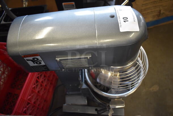 Avantco MX10 Metal Commercial 10 Quart Planetary Dough Mixer w/ Stainless Steel Mixing Bowl, Bowl Guard, Paddle, Balloon Whisk and Dough Hook Attachments. 120 Volts, 1 Phase. 17x19x25. Cannot Test - Bowl Lift Does Not Move - Image 6 of 8