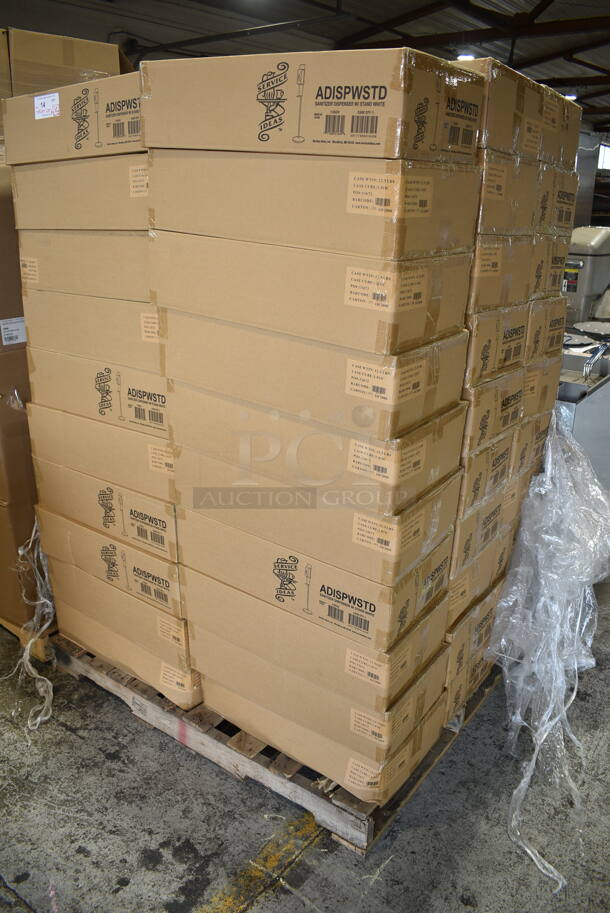 PALLET LOT of 60 BRAND NEW IN BOX! Service Ideas ADISPWSTD 27 oz Gel Soap and Hand Sanitizer Dispenser w/ Floor Stand - 53"H, White. 60 Times Your Bid! - Image 2 of 4