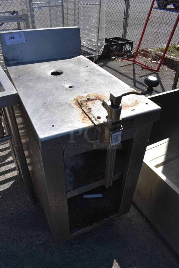 Stainless Steel Commercial Table w/ Mounted Commercial Can Opener, Back Splash and 2 Under Shelves. 18x31x39.5 - Image 3 of 6