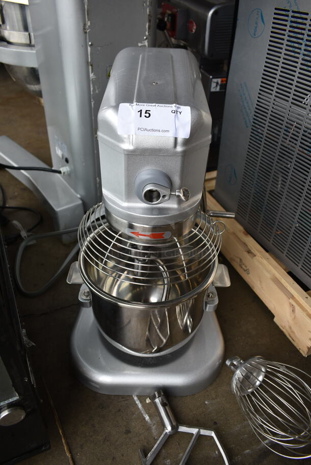 BRAND NEW SCRATCH AND DENT! Metal Commercial Countertop Planetary Dough Mixer w/ Stainless Steel Mixing Bowl, Bowl Guard, Dough Hook, Whisk and Paddle Attachments. 120 Volts, 1 Phase. Tested and Working! - Image 3 of 11