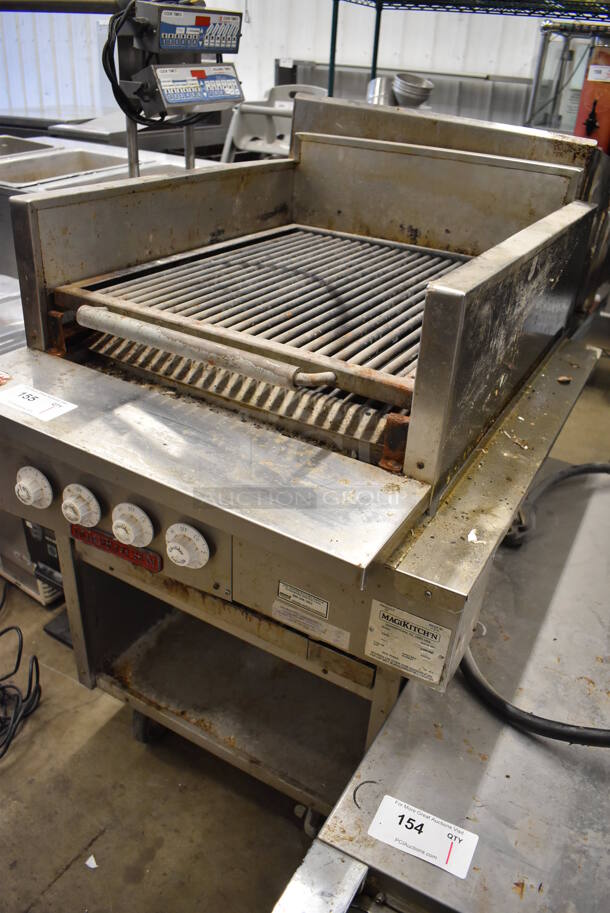 MagiKitch'n FSE 24 Stainless Steel Commercial Electric Powered Charbroiler Grill w/ Under Shelf on Commercial Casters. 208 Volts, 3 Phase. 27x34x43 - Image 6 of 7