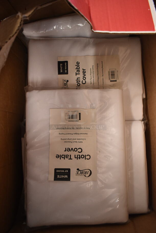 PALLET LOT of 30 BRAND NEW Boxes Including 760SOUP8WPL Choice 8 oz. White Double Poly-Coated Paper Food Cup with Vented Plastic Lid - 250/Case, 3 Box 128HD8BULK ChoiceHD 8 oz. Microwavable Translucent Plastic Deli Container - 480/Case, 500CC16 Choice Plastic Cold Cup, 612527PCO Choice 7" Round Standard Weight Foil Take-Out Pan with Dome Lid - 200/Case, 612P558 Choice 8" Clear Round Plastic Dome Lid - 500/Case, 160TCPR83WH Choice 83" Round White 100% Spun Polyester Hemmed Cloth Table Cover, 2 Box 128HDLDBULK ChoiceHD Microwavable Translucent Plastic Deli Container Lid - 480/Case, 37T019 Libbey 9" Plates, 500TW35 Choice 3.5 oz. Translucent Thin Wall Plastic Cold Cup - 2500/Case, 394365L Noble Products Powder-Free Disposable Clear Vinyl Gloves for Foodservice - Large - 1000/Case, 245CB12PLN Choice 12" x 12" x 2" Kraft Customizable Corrugated Plain Pizza Box - 50/Case, 500PMGREEKBL Choice 10" x 14" Greek Key Blue Placemat - 1000/Case, 129MCS24W Choice 24 oz. White 8" x 5 1/4" x 2" Rectangular Microwavable Heavy Weight Container with Lid - 150/Case, 347TCL7 CUP 7OZ TUMBLER CL 500 CHOICE, 2 Box 129MCR32B Choice 32 oz. Black 7 1/4" Round Microwavable Heavy Weight Container with Lid - 10/Pack, 760SOUP12WP Choice 12 oz. White Double Poly-Coated Paper Food Cup with Vented Plastic Lid - 250/Case. 30 Times Your Bid! - Image 5 of 12