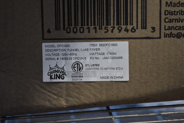 IN ORIGINAL BOX! Carnival King 382DFC1800 Stainless Steel Commercial Countertop Electric Powered Funnel Cake Fryer. 120 Volts, 1 Phase. 19x25x15 - Image 7 of 7