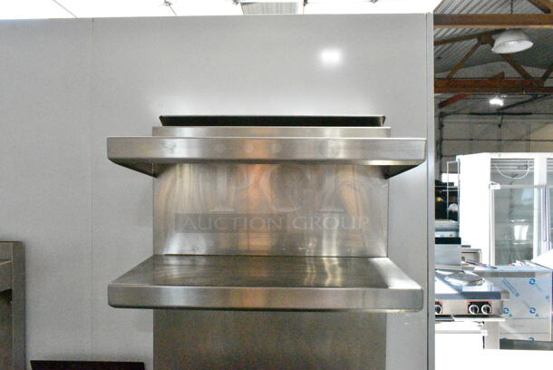 Stainless Steel Commercial Gas Powered 4 Burner Range w/ 2 Tier Over Shelf and Under Shelf.  - Image 4 of 5