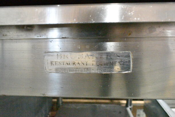 Stainless Steel Commercial Gas Powered 4 Burner Range w/ 2 Tier Over Shelf and Under Shelf.  - Image 5 of 5