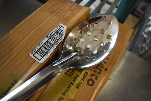 2 Boxes of 12 BRAND NEW! Winco BSPT-15H Perforated Serving Spoons. 15". 2 Times Your Bid! - Image 2 of 4