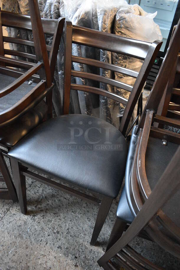 6 Wood Pattern Dining Chairs w/ Black Seat Cushion. 17x17x35. 6 Times Your Bid! - Image 2 of 4