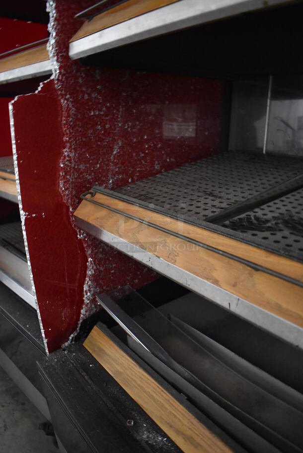 Fri-jado MD40-4 SB Stainless Steel Commercial Floor Style Open Grab N Go Heated Merchandiser w/ Metal Shelves on Commercial Casters. Both Side Panels Have Damage - See Pictures. 208 Volts, 1 Phase. 39.5x30.5x79 - Image 5 of 8