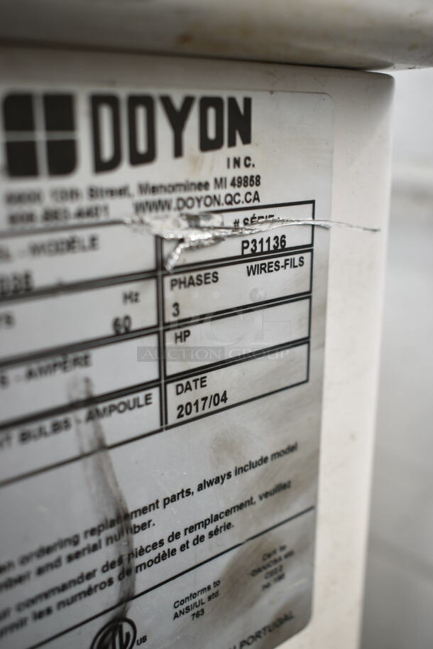 2017 Doyon AEP035 Metal Commercial Floor Style 110 Pound Spiral Dough Mixer w/ Stainless Steel Mixing Bowl and Dough Hook Attachment. 230 Volts, 3 Phase.  - Image 7 of 7