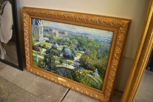 Framed Canvas Painting Reproduction of View of The Tuileries Gardens by Claude Monet From Art Dealer Ed Mero! - Image 2 of 10
