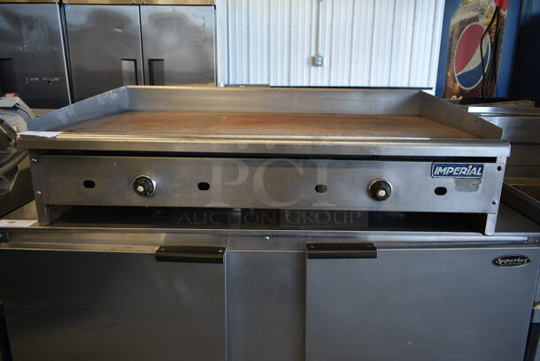 Imperial Stainless Steel Commercial Countertop Natural Gas Powered Flat Top Griddle.  - Image 3 of 9