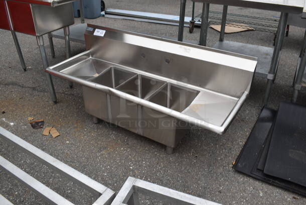 BRAND NEW SCRATCH AND DENT! KoolMore SC101410-12B3 Stainless Steel Commercial 3 Bay Sink w/ Dual Drain Boards. No Legs. Bays 10x14x10. Drain Board 10x16x1 - Image 3 of 4