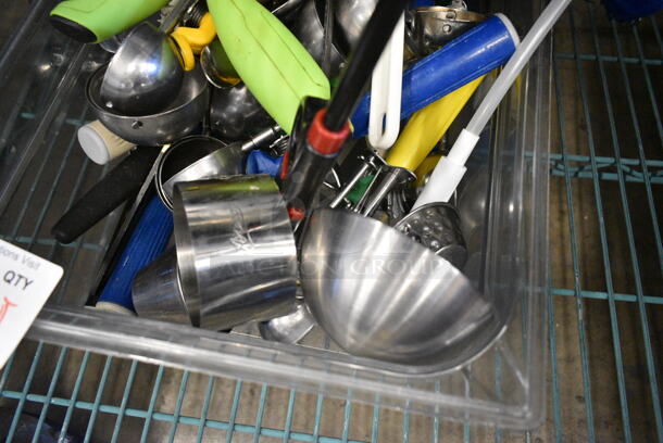 ALL ONE MONEY! Lot of Various Items Including Utensils in Clear Bin.  - Image 4 of 9