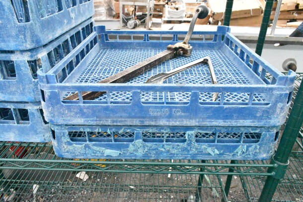 Green Finish 5 Tier Wire Shelving Unit on Commercial Casters w/ Contents Including Dish Caddies. BUYER MUST DISMANTLE. PCI CANNOT DISMANTLE FOR SHIPPING. PLEASE CONSIDER FREIGHT CHARGES.  - Image 5 of 8