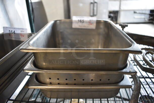 3 Various Stainless Steel 1/2 Size Drop In Bins. 1/2x2.5, 1/2x4, 1/2x6. 3 Times Your Bid!