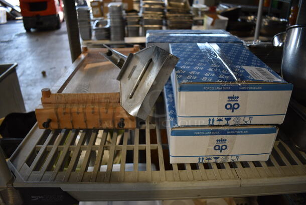ALL ONE MONEY! Metro Lot of 4 Tiers of Various Items Including Ceramic Dishes, Scraper, Metal Bowls and Poly Bins. Does Not Include Metro Shelving Unit - Image 6 of 12