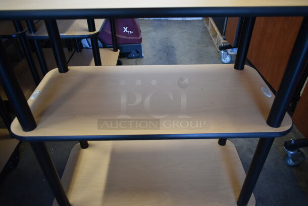 BRAND NEW SCRATCH AND DENT! Wood Pattern 3 Tier Cart / Table on Commercial Casters. Stock Picture - Cosmetic Condition May Vary.  - Image 4 of 6