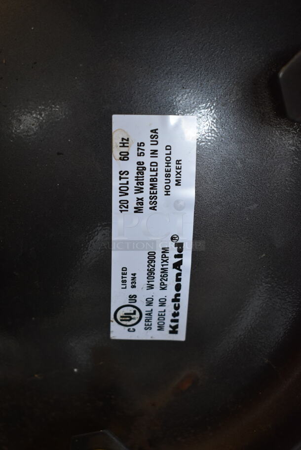 KitchenAid KP26M1CPM Professional 600 Metal Commercial Countertop 6 Quart Planetary Dough Mixer w/ Metal Bowl, Dough Hook, Whisk and 2 Paddle Attachments. 120 Volts, 1 Phase. Tested and Working! - Image 7 of 7