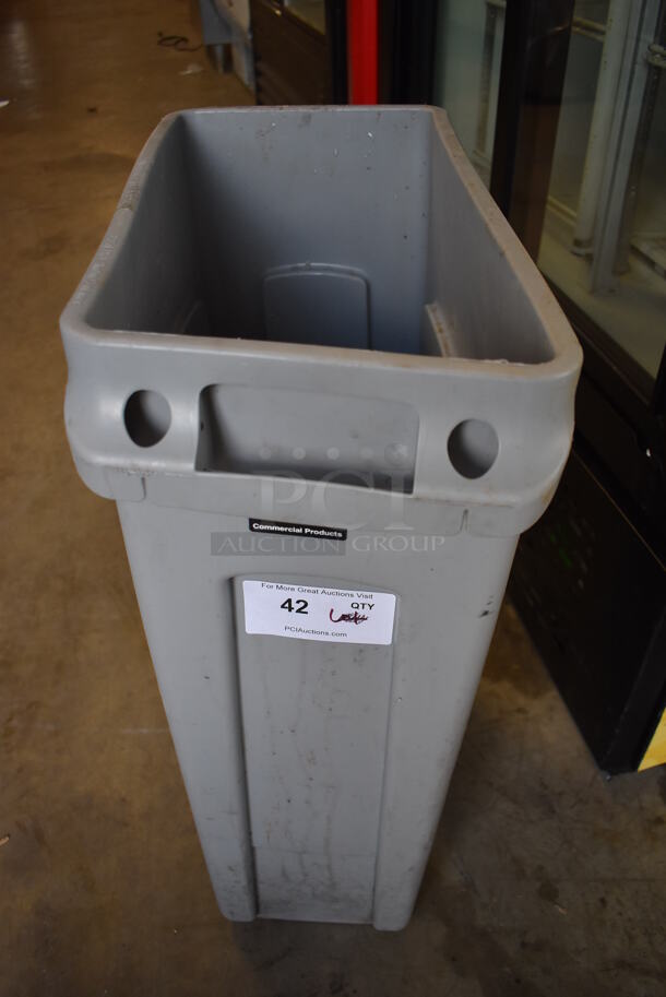 Rubbermaid Gray Poly Slim Jim Trash Can. 11x24x30 - Image 1 of 3