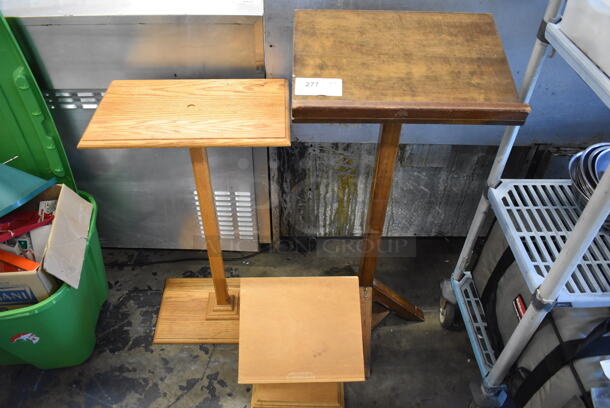 ALL ONE MONEY! Lot of 3 Various Wooden Podiums. Includes 22x22x45.5