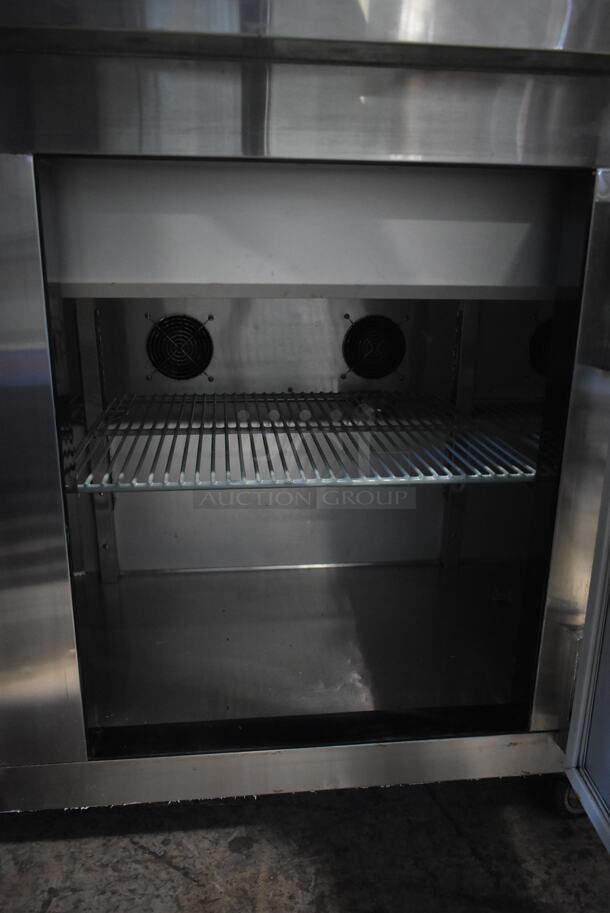 2015 Leader ESLM72S/C Stainless Steel Commercial Prep Table w/ Glass Over Shelf on Commercial Casters. 115 Volts, 1 Phase. Tested and Working! - Image 7 of 8