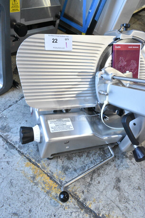 BRAND NEW SCRATCH AND DENT! Estella 348SLM12 Stainless Steel Commercial Countertop 12" Heavy-Duty Manual Meat Slicer. 115 Volts, 1 Phase. Tested and Working! - Image 3 of 11
