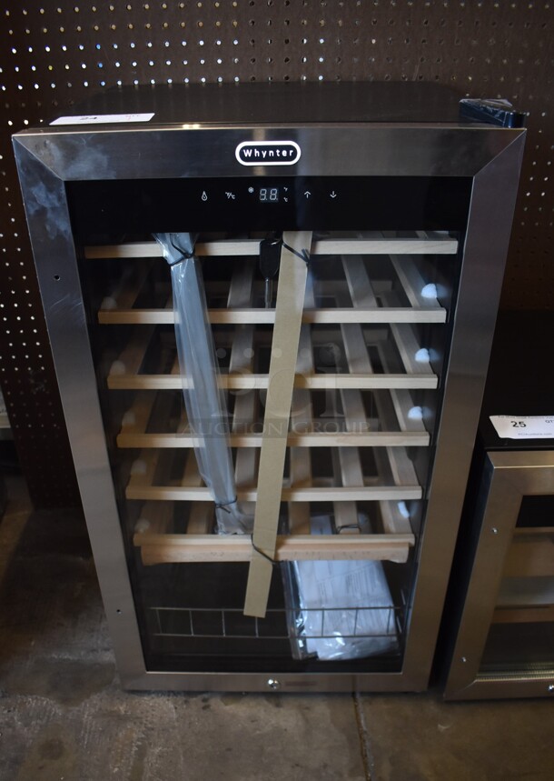 BRAND NEW SCRATCH AND DENT! Whynter FWC-341TS Stainless Steel Commercial Wine Chiller Merchandiser. 115 Volts, 1 Phase. Tested and Working! - Image 1 of 7