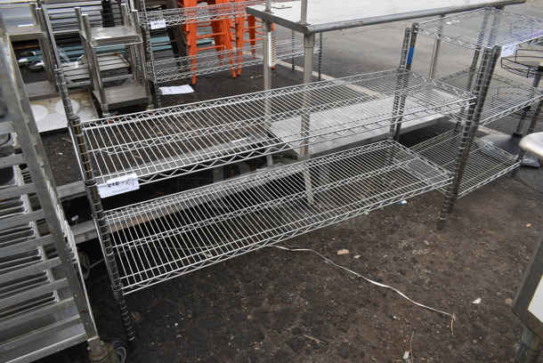 Chrome Finish 2 Tier Wire Shelving Unit. BUYER MUST DISMANTLE. PCI CANNOT DISMANTLE FOR SHIPPING. PLEASE CONSIDER FREIGHT CHARGES. - Image 1 of 2