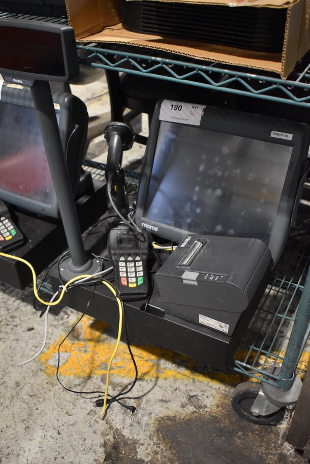 Micros 15" POS Monitor, Epson M129H Receipt Printer, Barcode Scanner, Credit Card Reader and Metal Cash Drawer. - Image 3 of 11