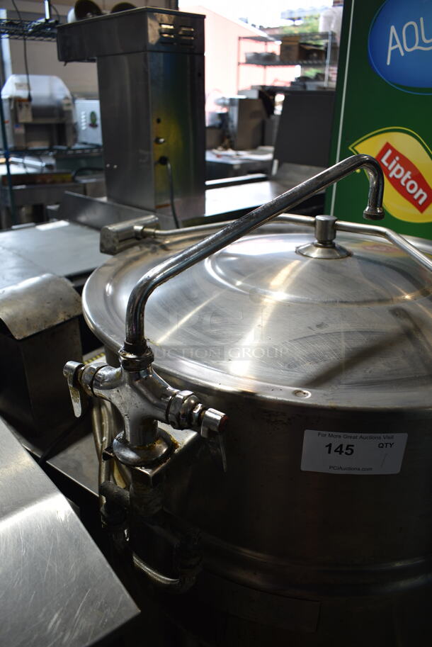Cleveland KGL-40 Stainless Steel Commercial Floor Style Natural Gas Powered 40 Gallon Steam Tilting Kettle.  - Image 3 of 5