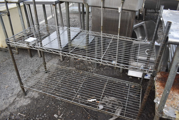 Chrome Finish 2 Tier Wire Shelving Unit. BUYER MUST DISMANTLE. PCI CANNOT DISMANTLE FOR SHIPPING. PLEASE CONSIDER FREIGHT CHARGES. 36x18x38.5 - Image 3 of 5