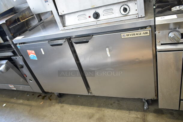 Beverage Air WTR48A Stainless Steel Commercial 2 Door Undercounter Cooler on Commercial Casters. 115 Volts, 1 Phase. Tested and Does Not Power On - Image 1 of 5