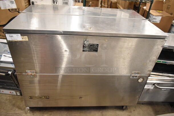 Beverage Air SM49N Stainless Steel Commercial Milk Cooler on Commercial Casters. 115 Volts, 1 Phase. Tested and Working!