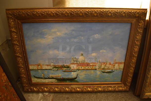 Framed Canvas Painting Reproduction of Venice, Santa Maria Della Salute by Eugene Boudin From Art Dealer Ed Mero! - Image 1 of 7