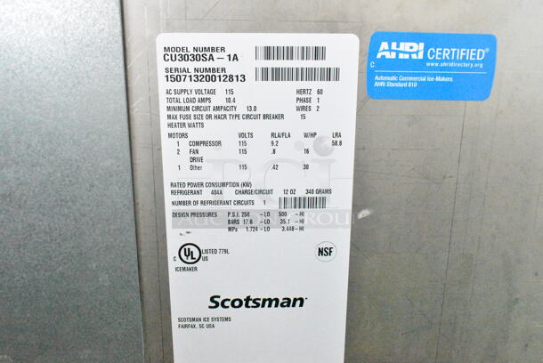 Scotsman CU3030SA-1A Stainless Steel Commercial Self Contained Undercounter Ice Machine. 115 Volts, 1 Phase.  - Image 5 of 5