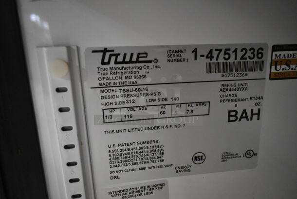 True TSSU-60-16 Stainless Steel Commercial Sandwich Salad Prep Table Bain Marie Mega Top on Commercial Casters. 115 Volts, 1 Phase. Tested and Powers On But Does Not Get Cold - Image 6 of 6