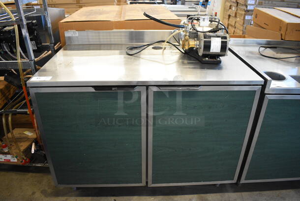 Duke Model SUBP-48 M Stainless Steel Commercial Counter w/ 2 Green Wood Pattern Doors. 48x30x40
