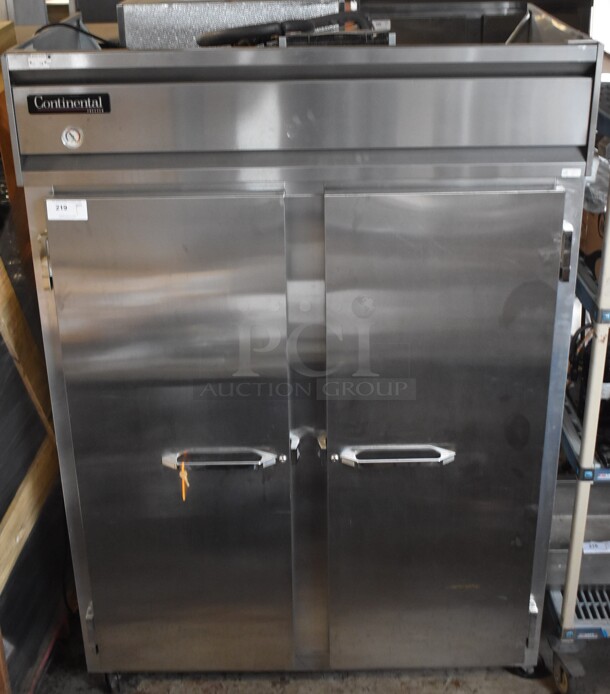 Continental 2FE Stainless Steel Commercial 2 Door Reach In Freezer on Commercial Casters. 115 Volts, 1 Phase. Tested and Working! - Image 1 of 5