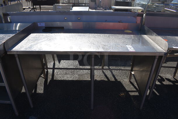 Stainless Steel Commercial Table w/ Back and Side Splash Guards. 62x32x38